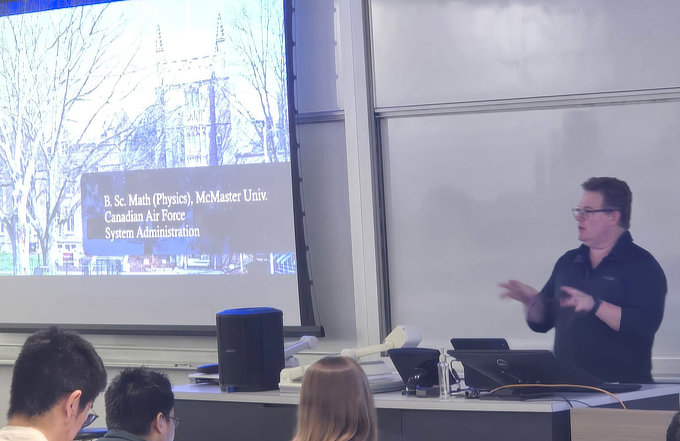 Rob Targosz, Founder and CEO of Bent Vector Studios speaking at the University of Waterloo Game Jam Spring 2025